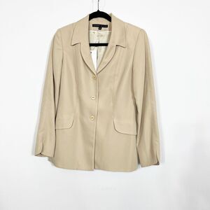 Perry Ellis Jacket Blazer Womens 6 Camel Tan Career Long New Single Breasted